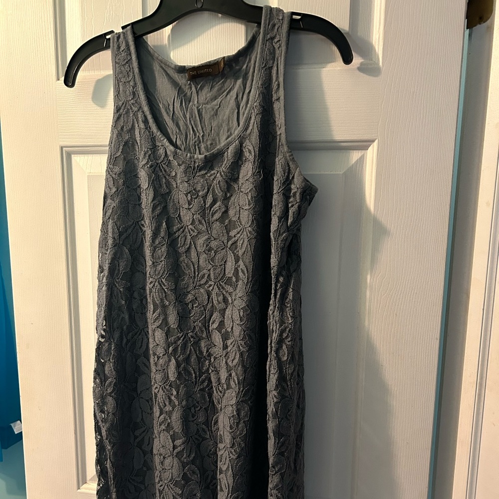 Gray Lace Pull-over sleeveless dress